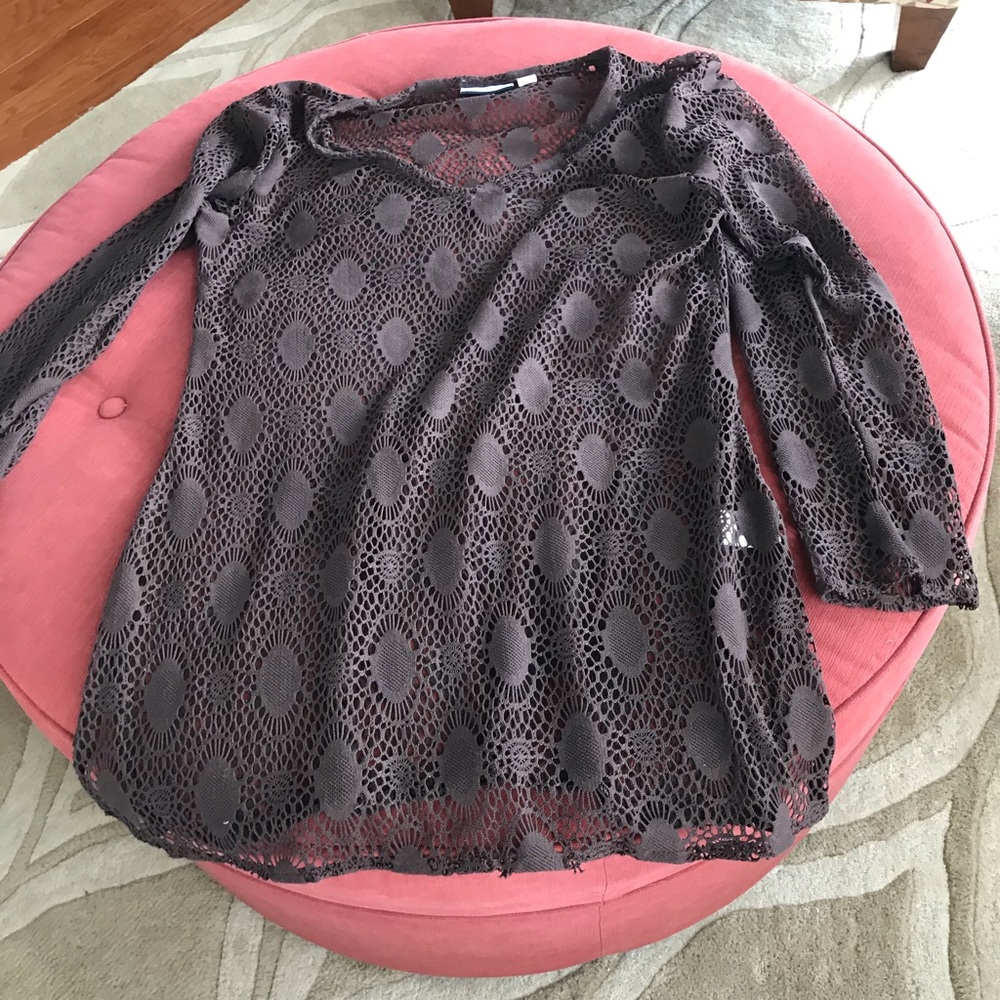 Brown Long Sleeve Bathing Suit Cover Up